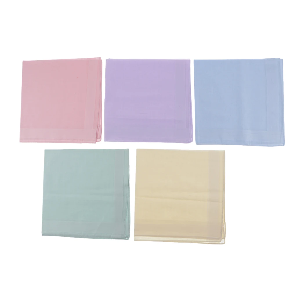 

5x Cotton Handkerchief Assorted DIY Blank Hanky Kerchief Pocket Square