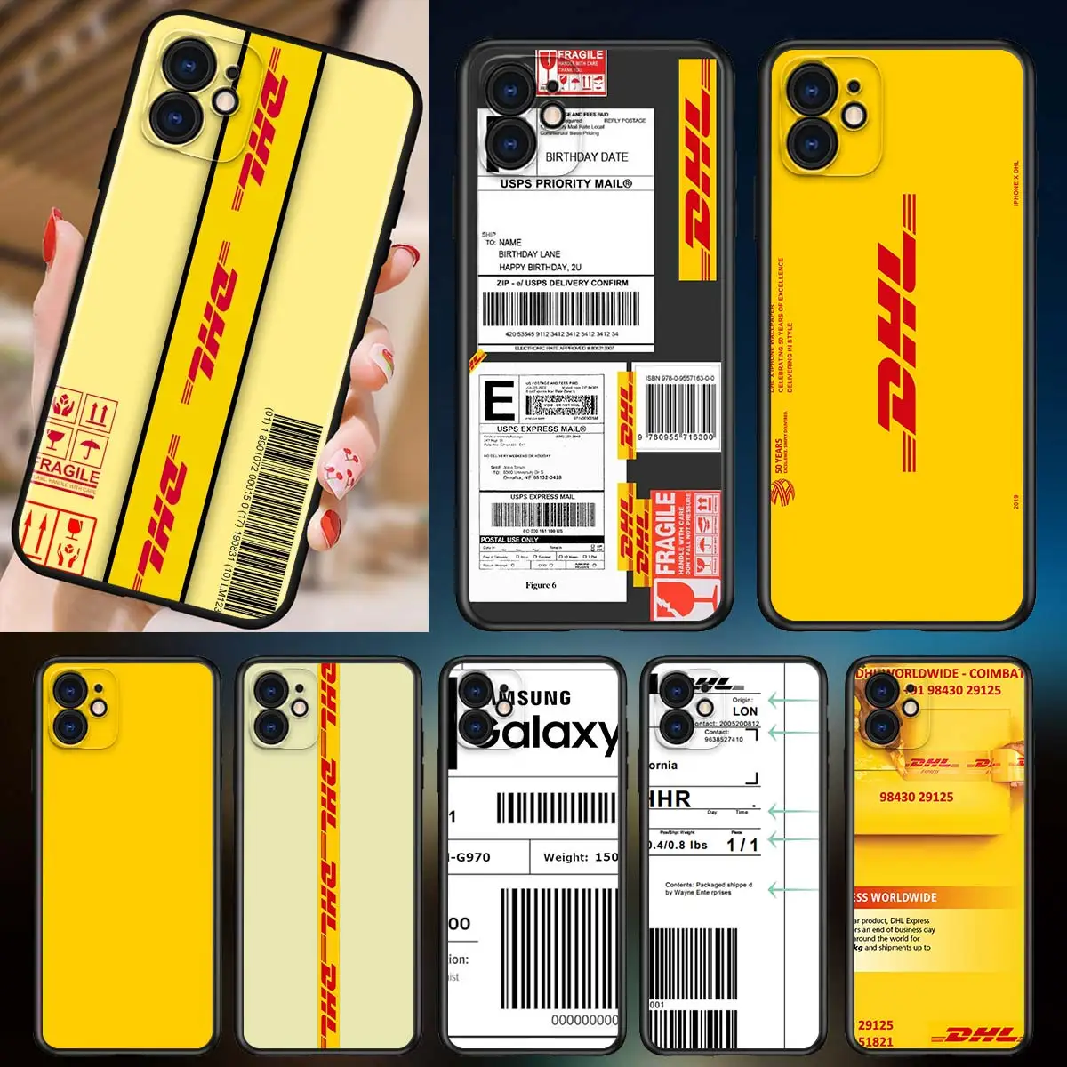 Силиконовый ТПУ модный Dhl Express для Apple iPhone 13 12 11 Mini XS XR X Pro MAX SE 2020 8 7 6 5 цветов черный
