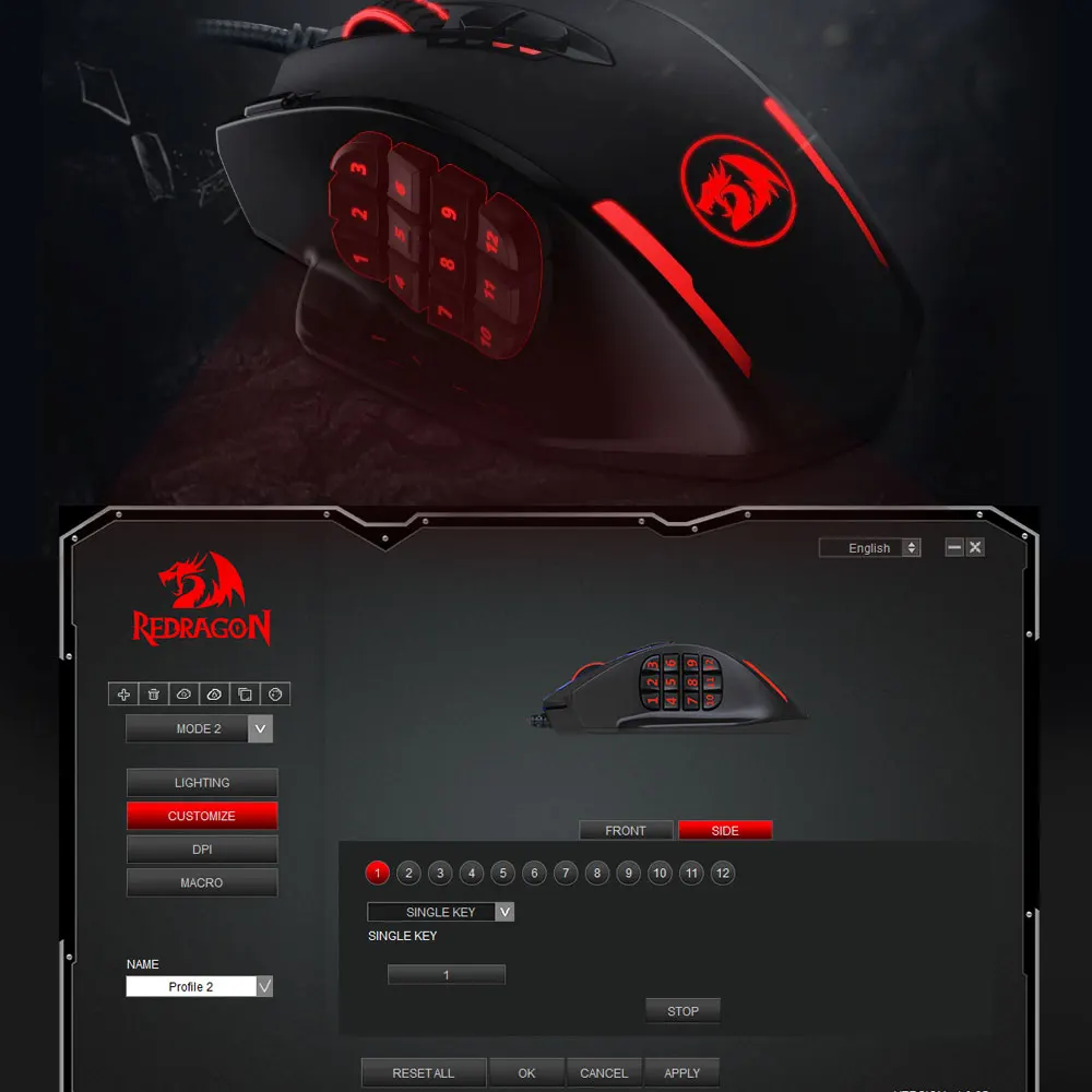 

Redragon M908 Impact USB wired RGB Gaming Mouse 12400 DPI 17 buttons programmable game Optical mice backlight laptop PC computer