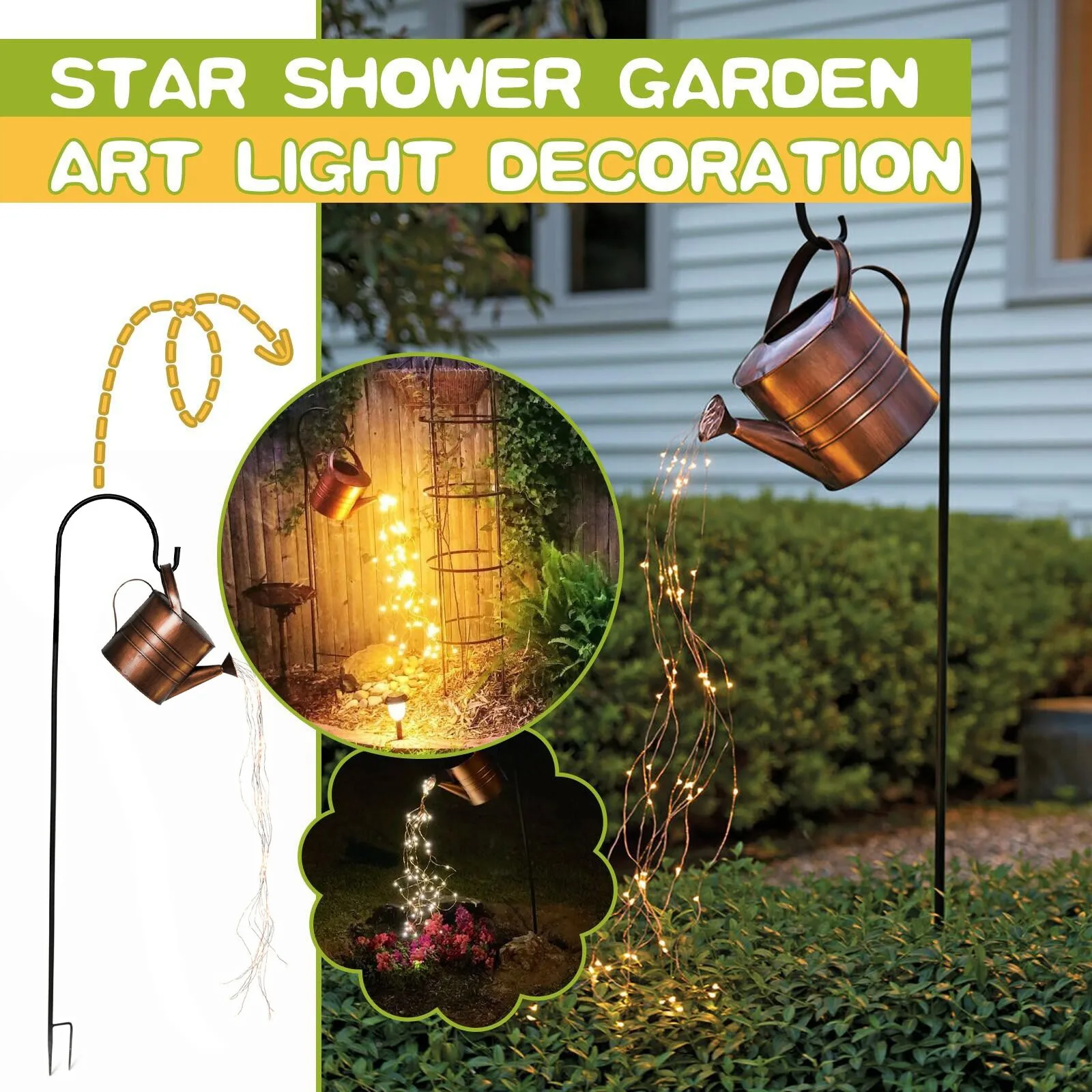 

Bunch Lights Fairy Copper Wire Waterproof String Lights Decorative Vine Solar Watering Can Lights Outdoor Garden Decor Lights