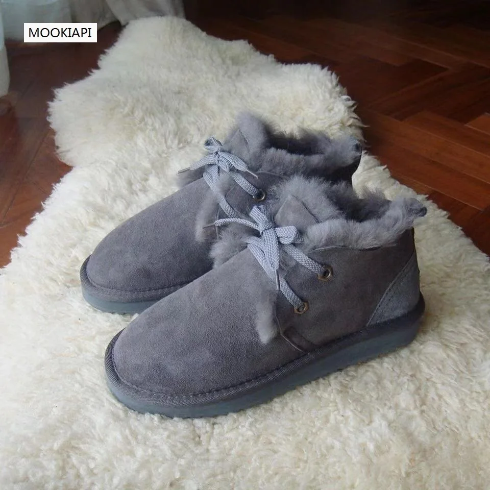 Новейший Европейский стиль 2019 г. Зимние ботинки с низким голенищем натуральная