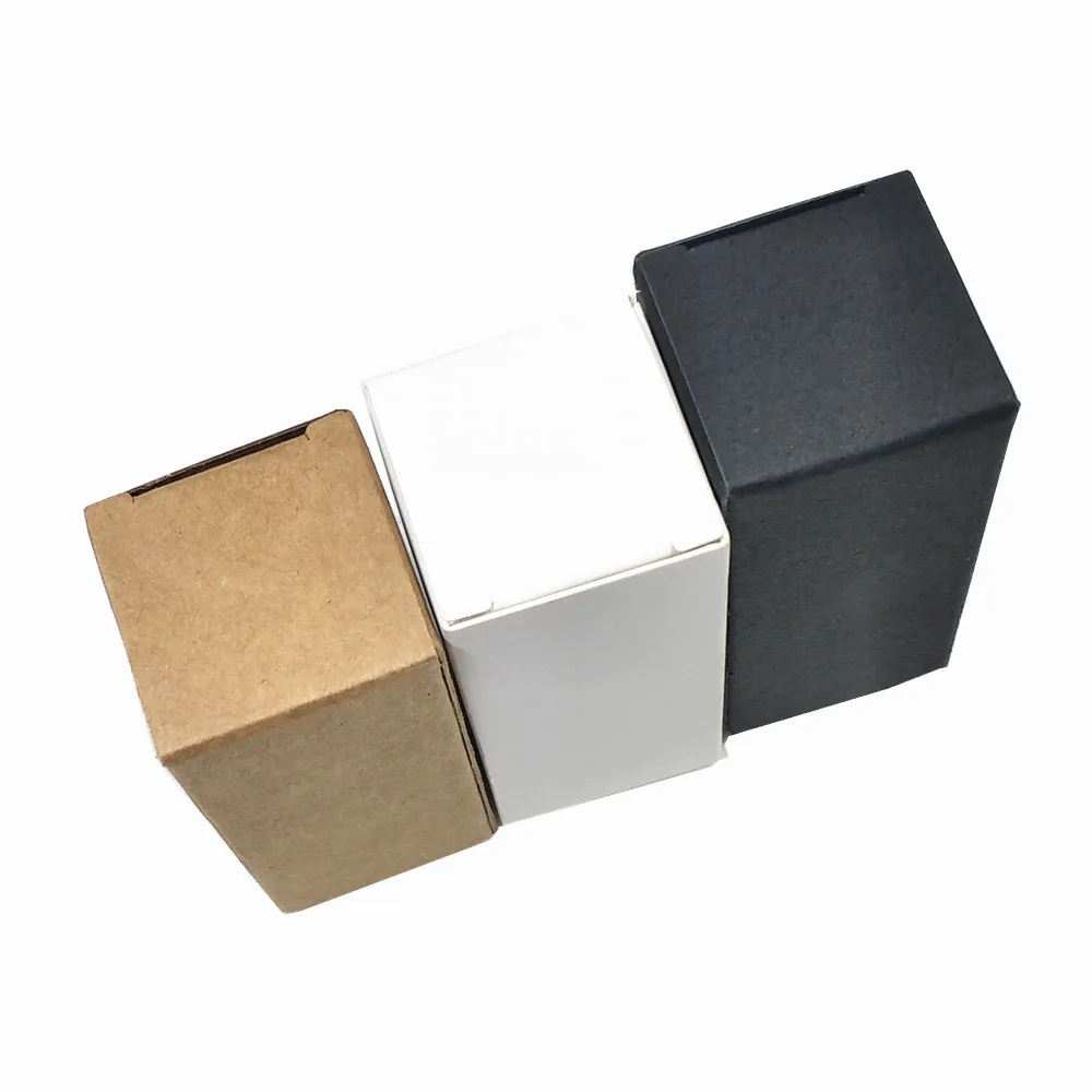 

50Pcs/lot Brown Black White Kraft Paper DIY Foldable Gift Packing Box Papercard Carton for Lipstick Essential Oil Perfume
