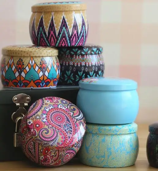 1PC 7x5cm Home Garden Personality Drum-shaped Candy Box Cookie Package Rose Tea Pot Tinplate Festive Party Supplies | Дом и сад