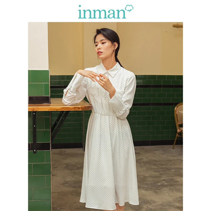 INMAN весенне осеннее литературное элегантное женское платье трапециевидной формы