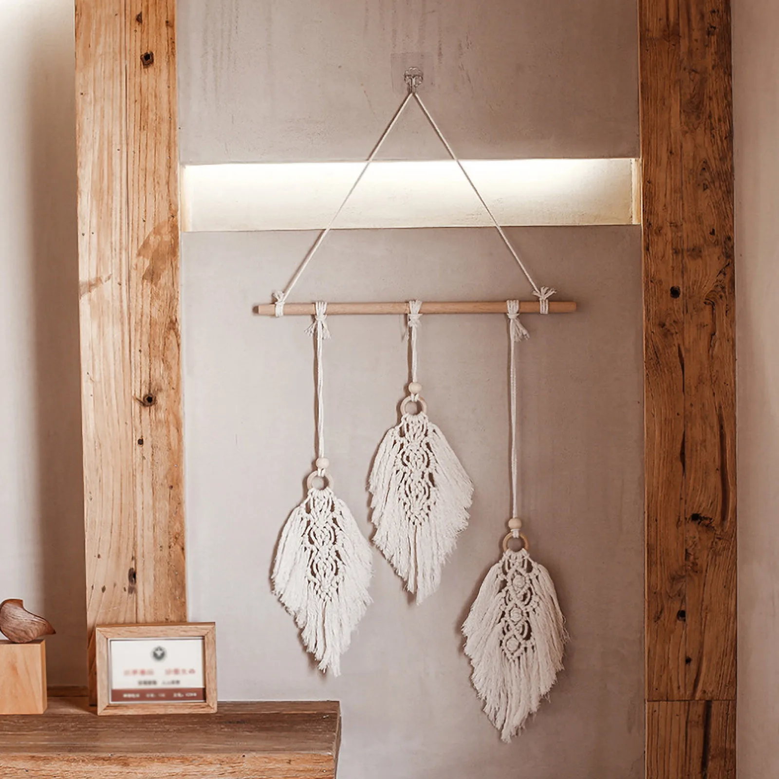 Мини гобелен с изображением листьев макраме стене висит в богемном стиле