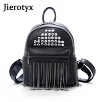 jierotyx luxury brand backpacks women mini school bags for girls rivet and tassel sac a dos femme pu leather 2022 mochila