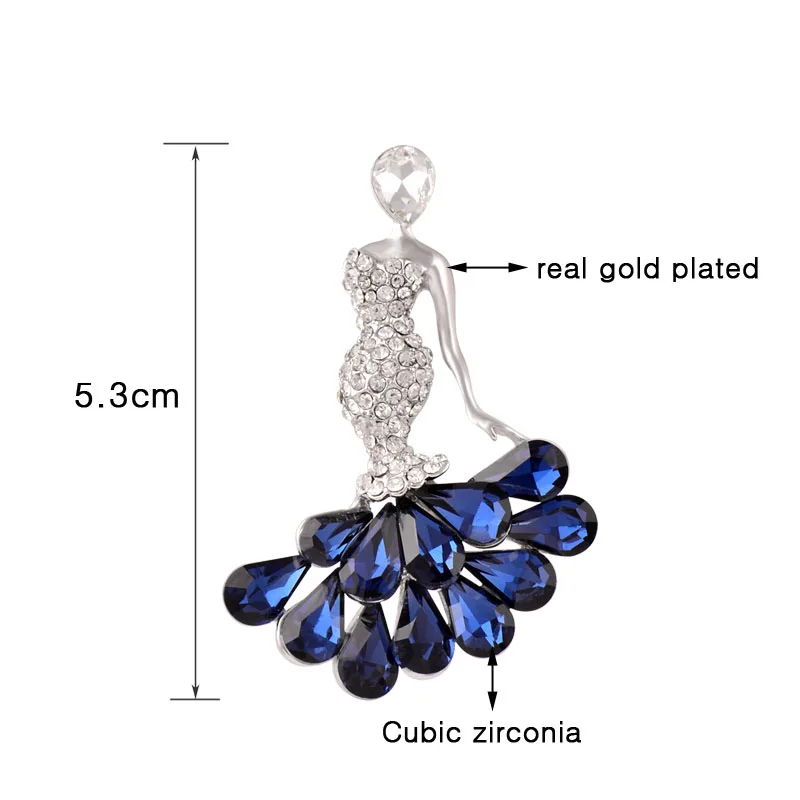 

SINLEERY Chic Blue Cubic Zircon Brooch Elegnat Lady Brooch For Women Silver Color Accessories Fashion Jewelry XZ046 SSB