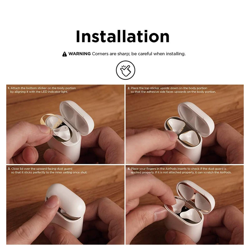 

Metal Dust Guard for Apple AirPods Charging Case Accessory Protection Scratchproof Sticker Skin for Air Pods 2 1 Cover Stickers