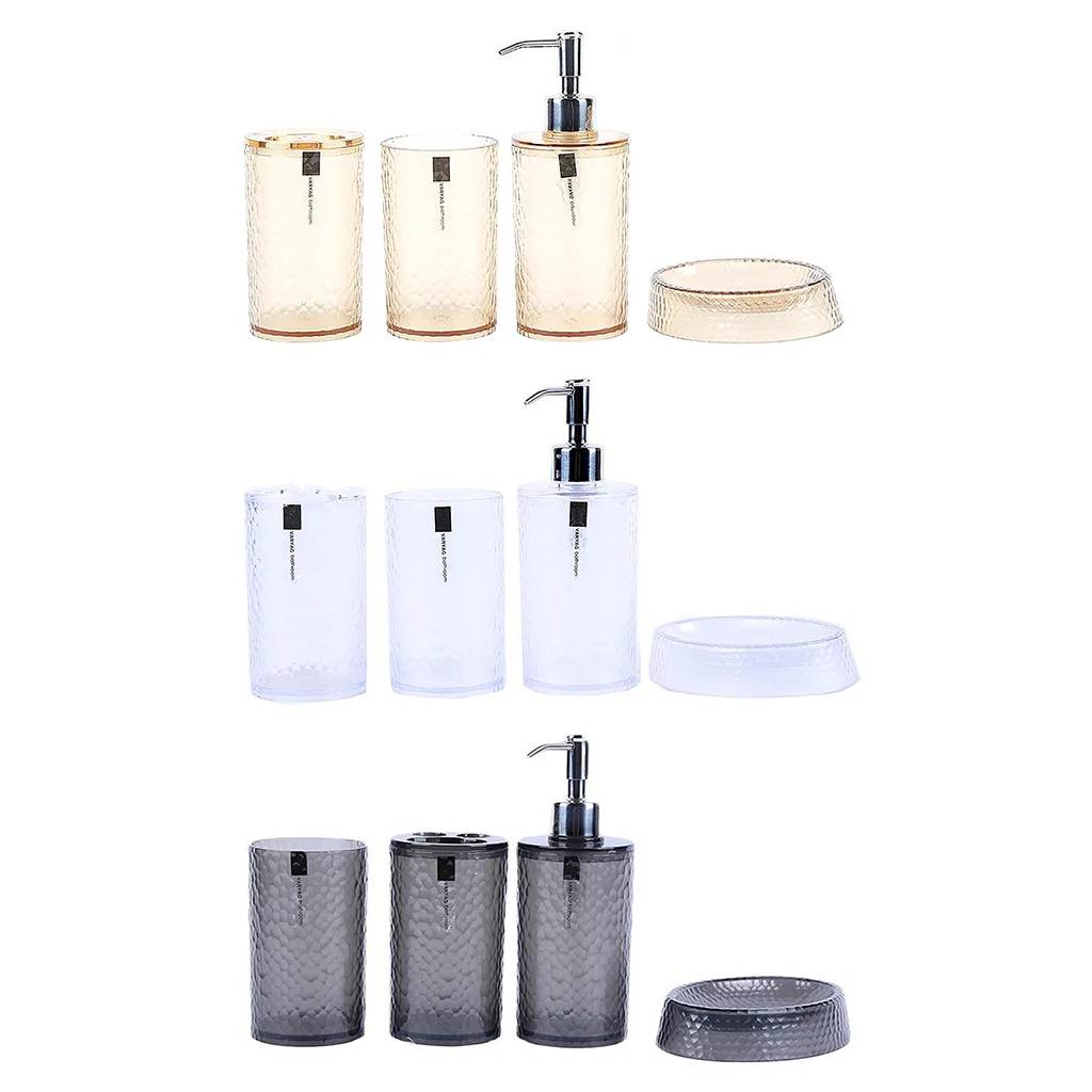 

4Pcs Bathroom Accessories Set Plastic Gift Set Toothbrush Holder Home Decor