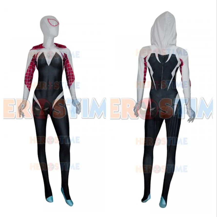 Gwen Stacy Superhero Costume  Halloween Female Girls Woman Cosplay Full Bodysuit