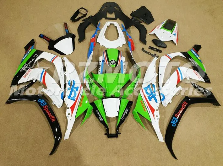 

Комплект обтекателей из АБС-пластика, 4 подарка, подходит для kawasaki Ninja ZX-10R 2011 2012 2013 2014 10R 11 12 13 14 15, комплект кузова, зеленый, белый