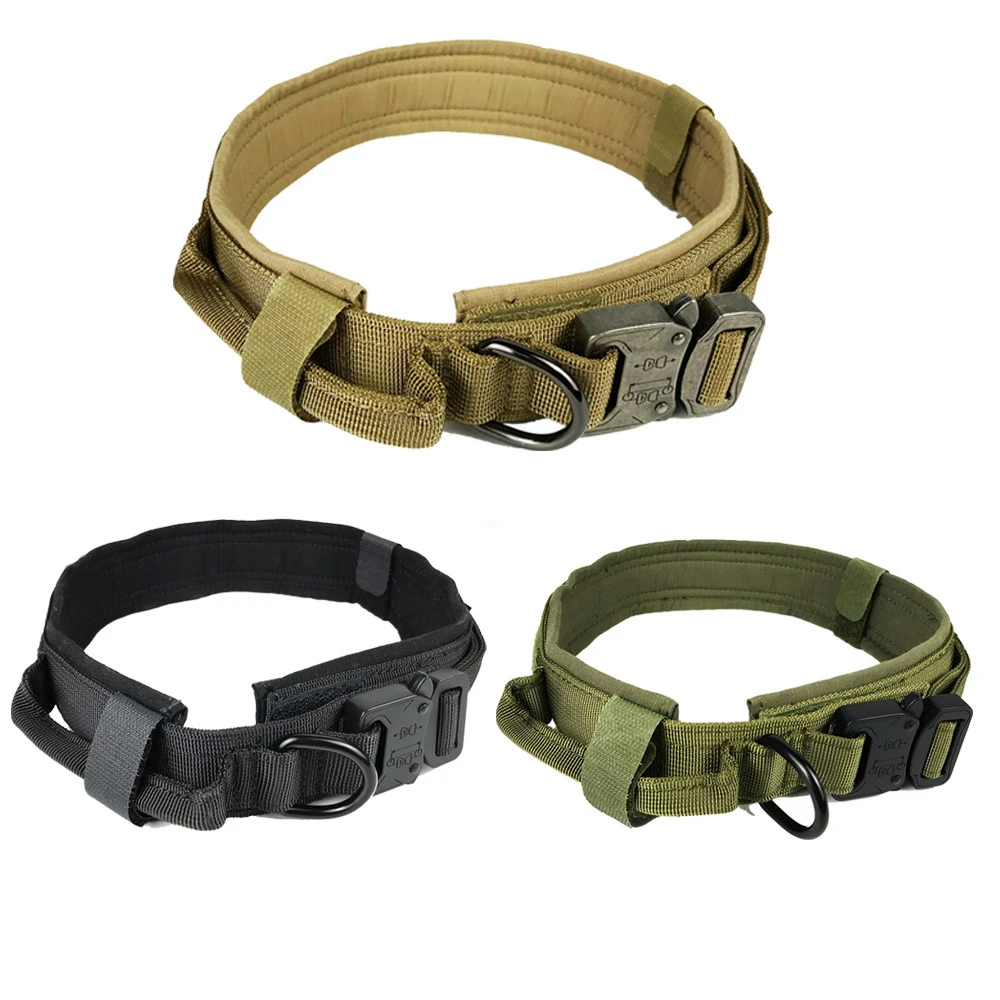 

Comfortable and Firm Nylon Army Dog Traction Automatic Metal Tactical Buckle Rope Military Hunting Gear Tactical Dog Collar