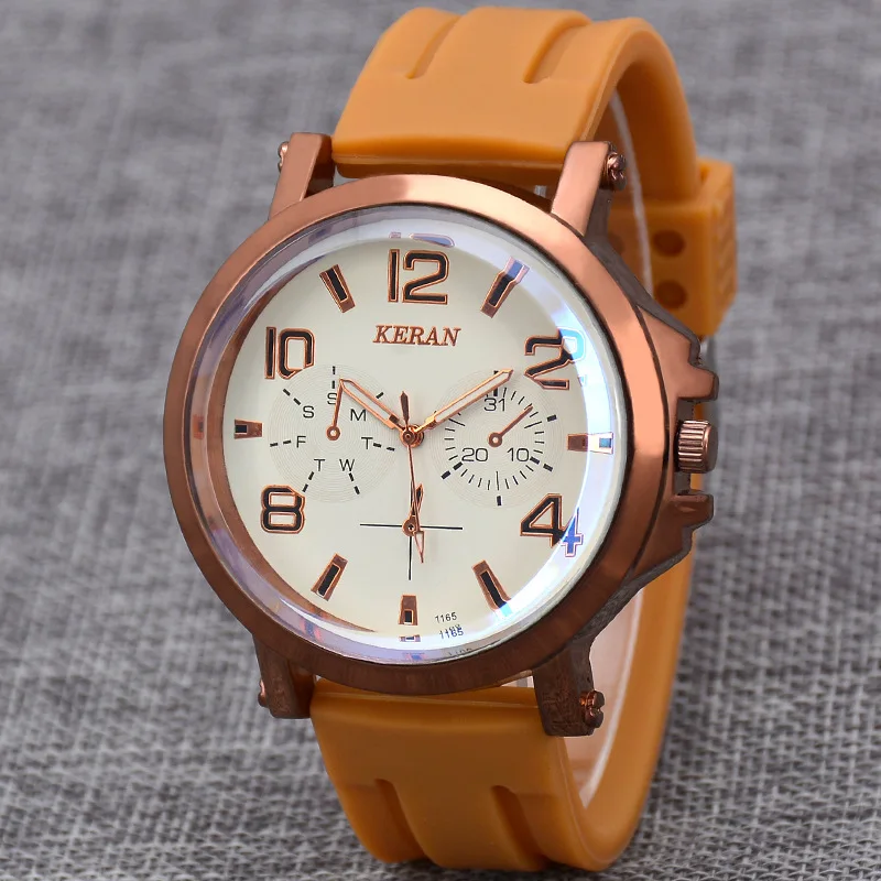 

Fashion silicone men's watch casual blue light watch large dial watch men's quartz watch