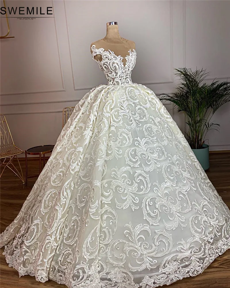Женское кружевное свадебное платье привлекательное бальное со шнуровкой сзади