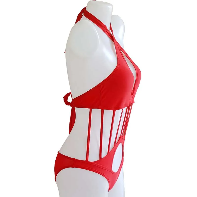 

Paotang Summer New Double-Layer Triangle Sexy Backless Red Black Bikinis 2021 Women Body Suits Swimsuit Seaside Beach