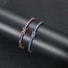 Браслет мужскойженский теннисный, фиолетовый ювелирный украшение в стиле хип-хоп, 4 мм 1 ряд, кубический цирконий высокого качества, золотистый и серебристый цвета, Подарочная бижутерия