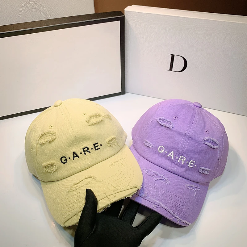 

GARE Letter Logo Embroidery Hole Baseball Women Hip-Hop Four Seasons Sports Visor Hat Ajdjustable