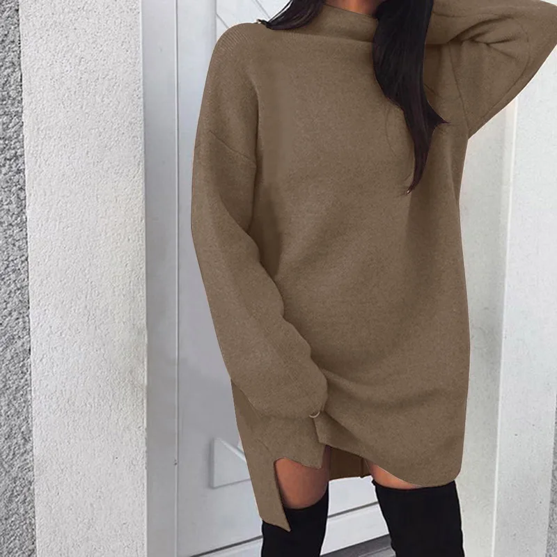 Женская водолазка теплое свободное тонкое мини-платье 2019 новое женское модное