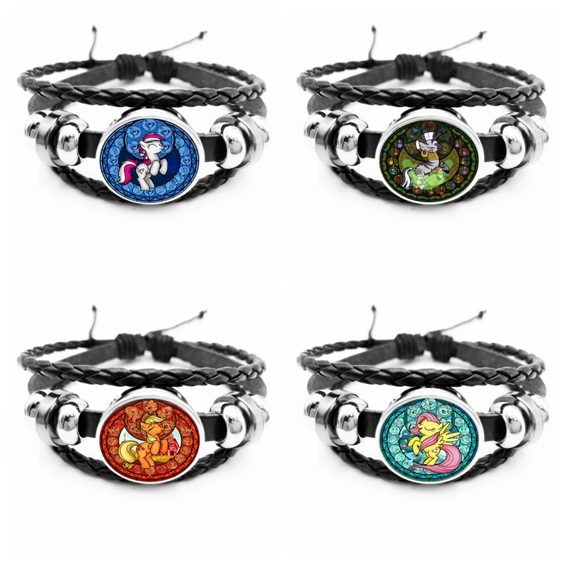 

2020 New Children Unicorn Glass Convex Round Snap Black Handmade Bracelet Personalized Bracelet Jewelry