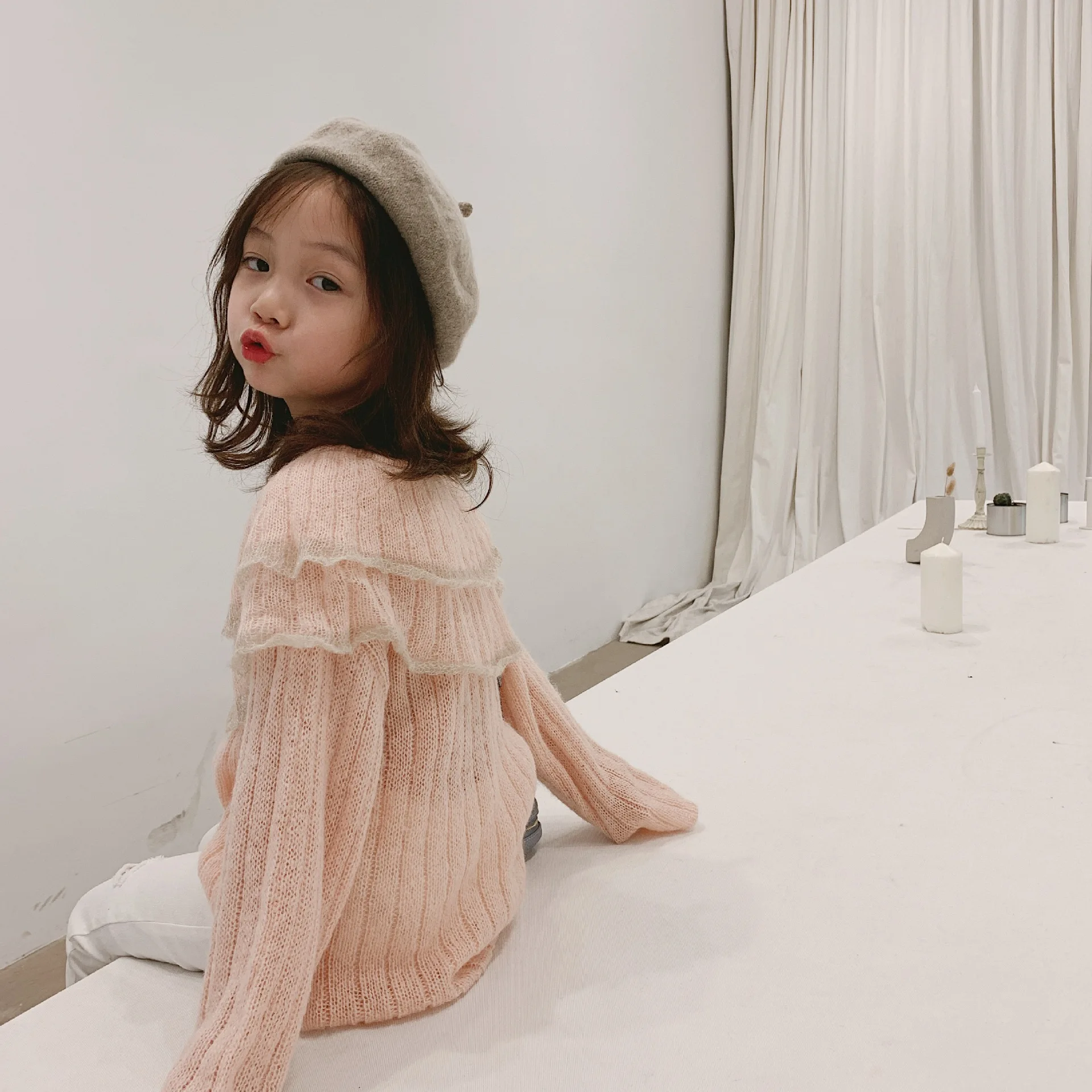 Детский свитер на осень и зиму новый корейский с воротником брюки одежда для