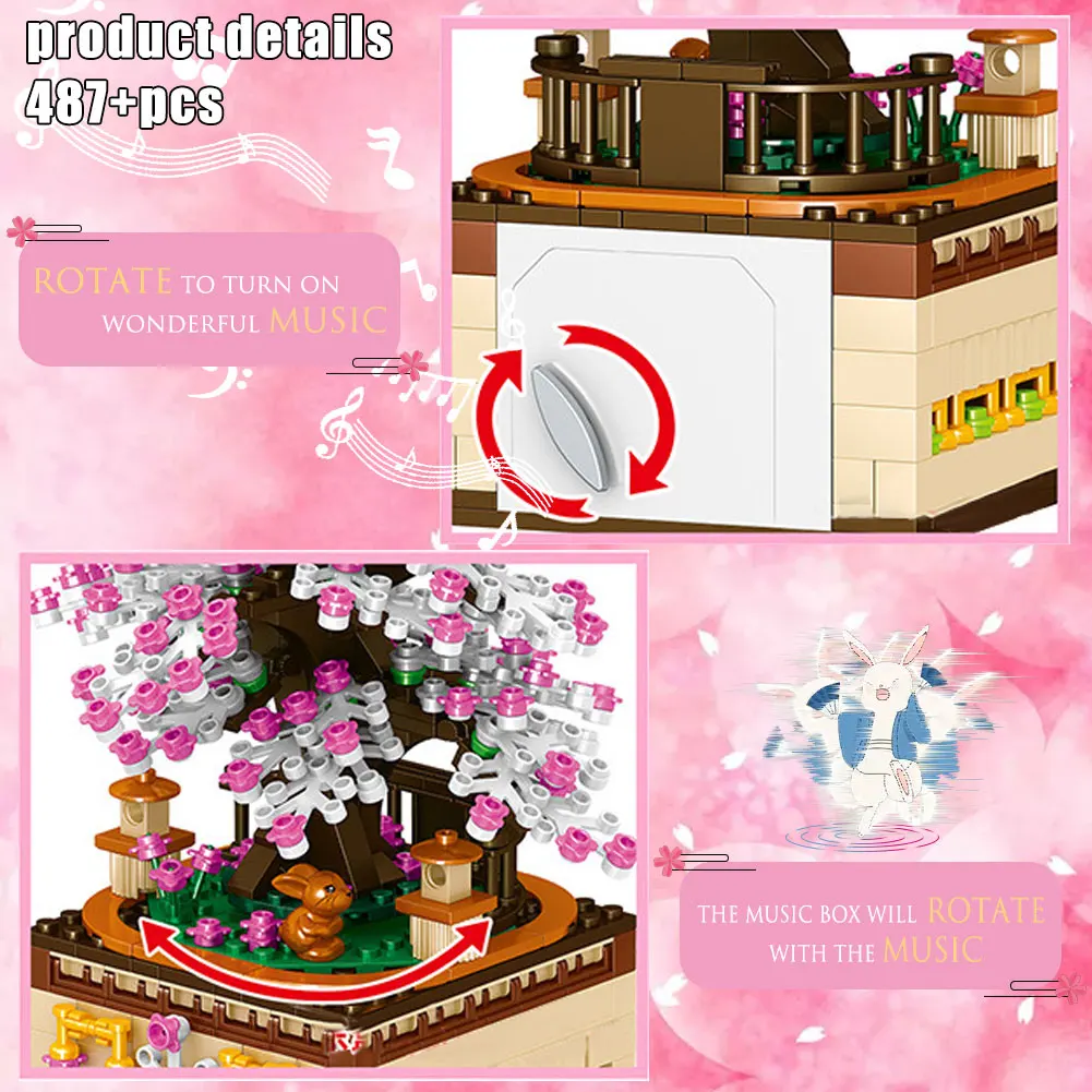 

BZDA Creative Street View Sakura blocks Friends Cherry Blossom Diy Creator House Tree Bricks Toys For Children birthday Gifts