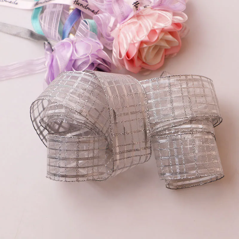 5 ярдов красивой шелковой пряжи двухсторонняя прозрачная лента Свадебные