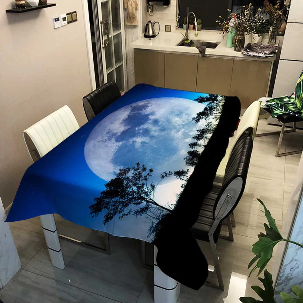 Moon Planet Print прямоугольная скатерть с квадратным принтом земли темно синяя