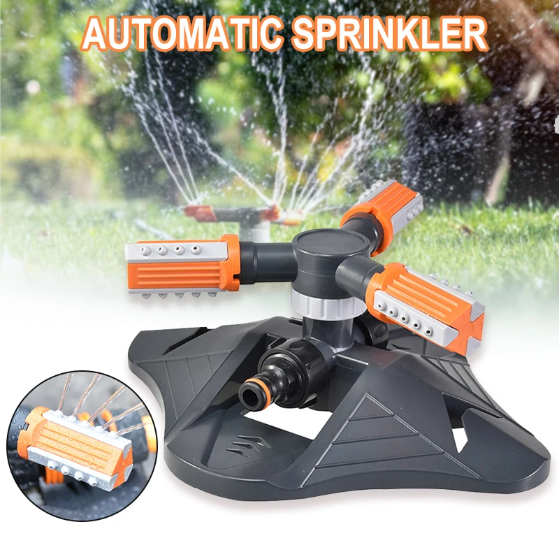 Garden Sprinkler Automatic Lawn Water Sprinklers for Yard 360 Degree 3- Arm Rotating Sprinkler System CLH@8