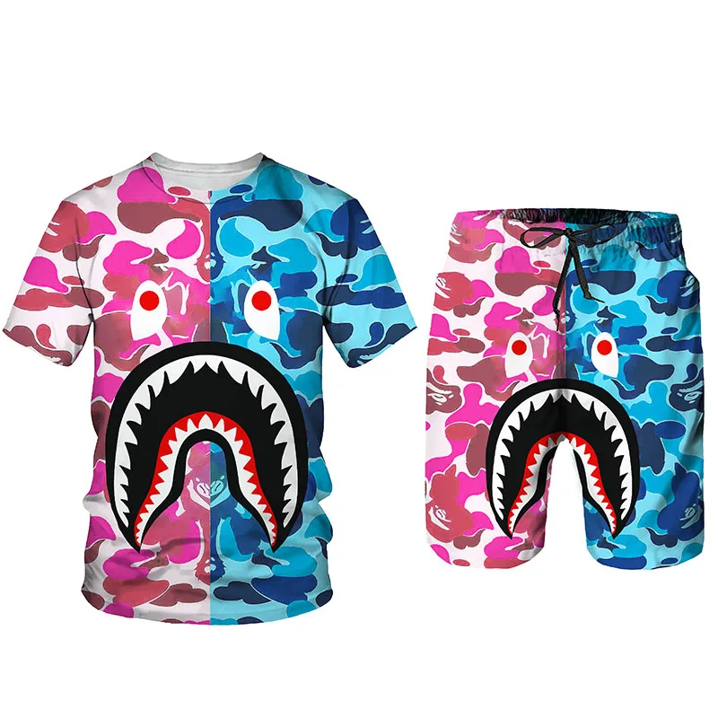 

Cartoon Big Mouth Summer 3D Printed Men's T-shirt Shorts Set Men's Sportswear Tracksuit O Neck Short Sleeve Men's Clothing Suit