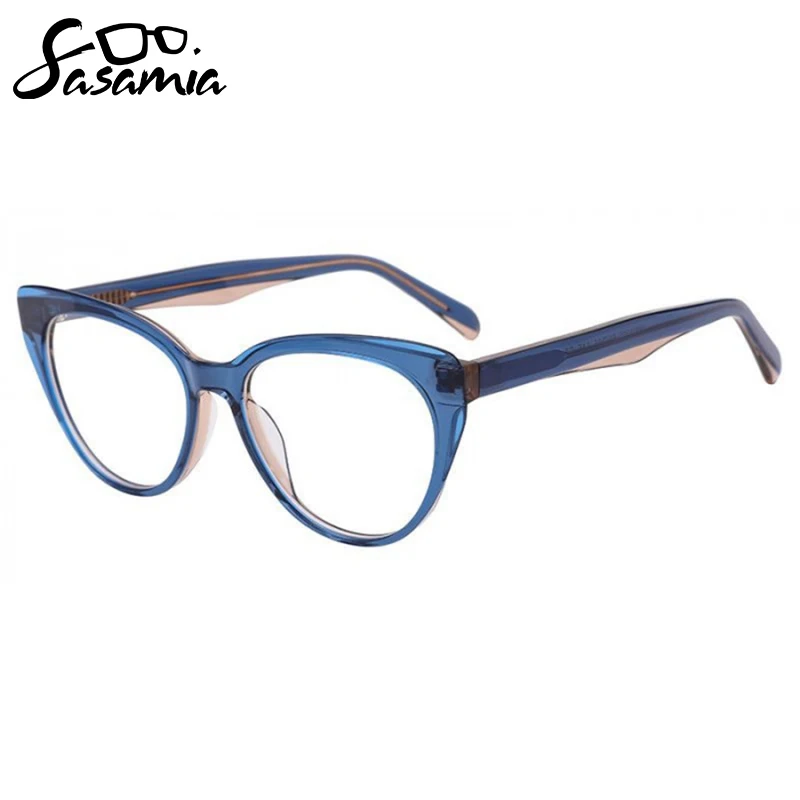 

SASAMIA Ladies Anti-blue Glasses Frame Oval Fashion Design Transparent Woman Eyeglasses Frame Protect Eyes from Blue Rays