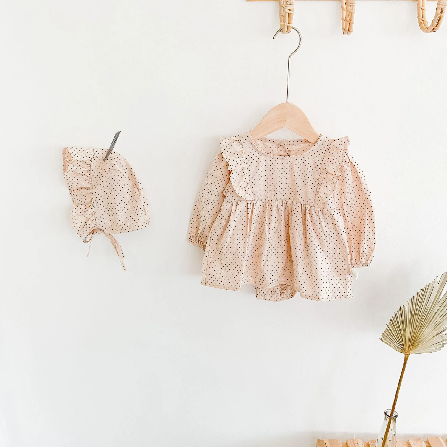 Детский хлопковый комбинезон с длинным рукавом и юбкой |