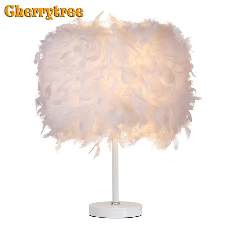 Настольная лампа E27 с перьями ночник прикроватный для чтения подарок на день