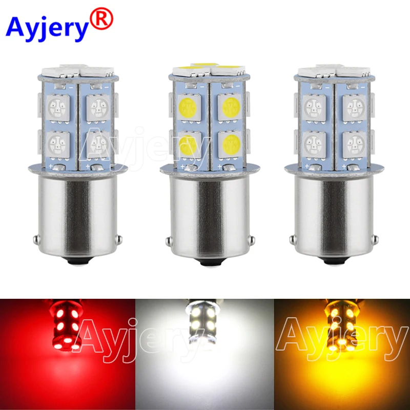 

AYJERY 50pcs/lot 1156 BA15S P21W 13 SMD 5050 LED 13SMD 1157 BAY15D P21/5W Car Brake Tail Turn Signal Light Bulb White DC 12V