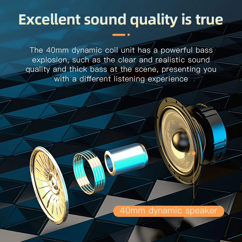 

HiFi Headphones Wireless Bluetooth 5.0 Foldable Support TF Card/FM Radio/Bluetooth AUX Mode Stereo Headset With Mic Deep Bass