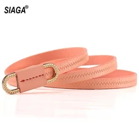 fashionable personality pink belt simple narrow waistband skirt decorative genuine belts for women accessories fco180