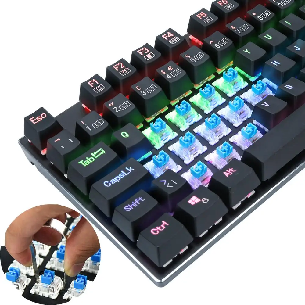 Механическая игровая клавиатура с английской раскладкой и светодиодной