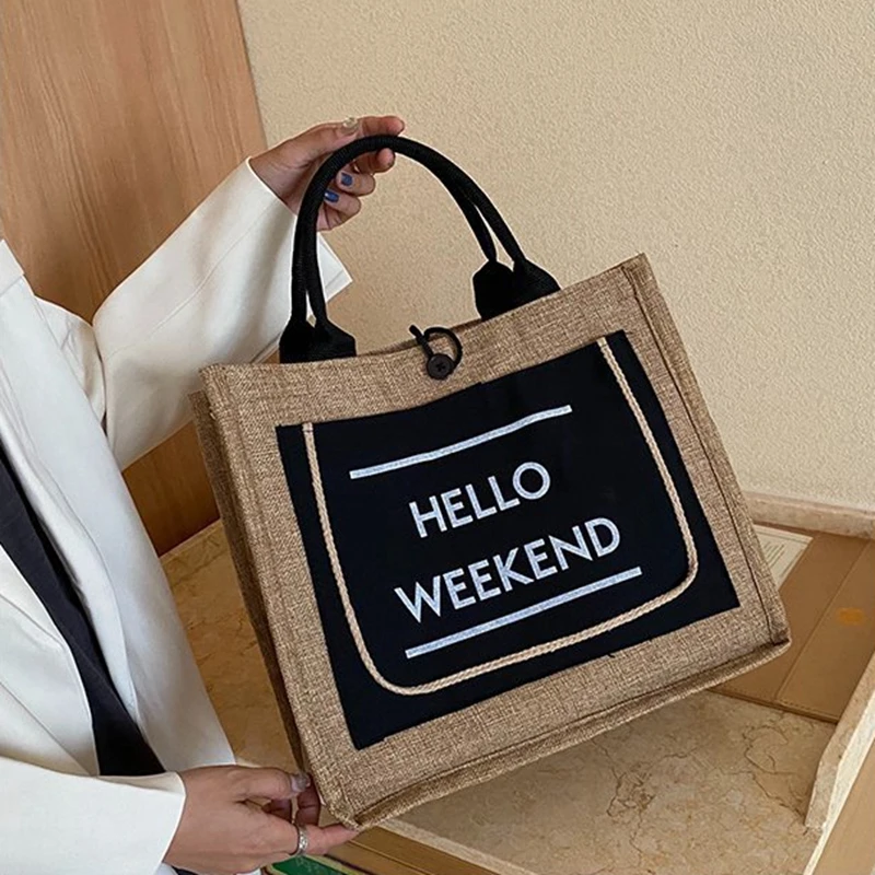 

Linen Cotton Tote Bag Handbags Women Female Large Capacity Luxury Designer Handbag Daily Use Shopping Bag Shoulder Bag Bolsas