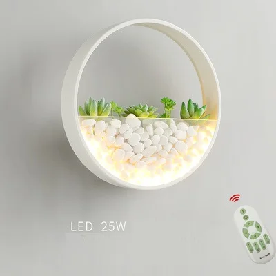Stepless dimming 25W Современный светодиодный настенный светильник, круглый светодиодный настенный светильник для спальни, гостиной, украшение стены, украшенное растениями и камнями, подарок, арт-деко - Испускаемый цвет: Stepless dimming 25W