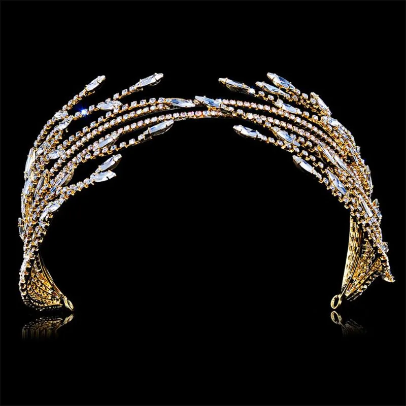 

Gorgeous Luxury Crystal Wedding Crown Bridal Headdress Royal Queen Tiaras Hair Jewelry Pageant Party Prom Bride Head Accessories