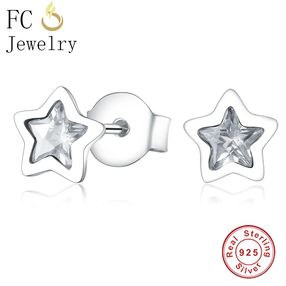 Женские серьги гвоздики из серебра 925 пробы с фианитом|Серьги-гвоздики| |