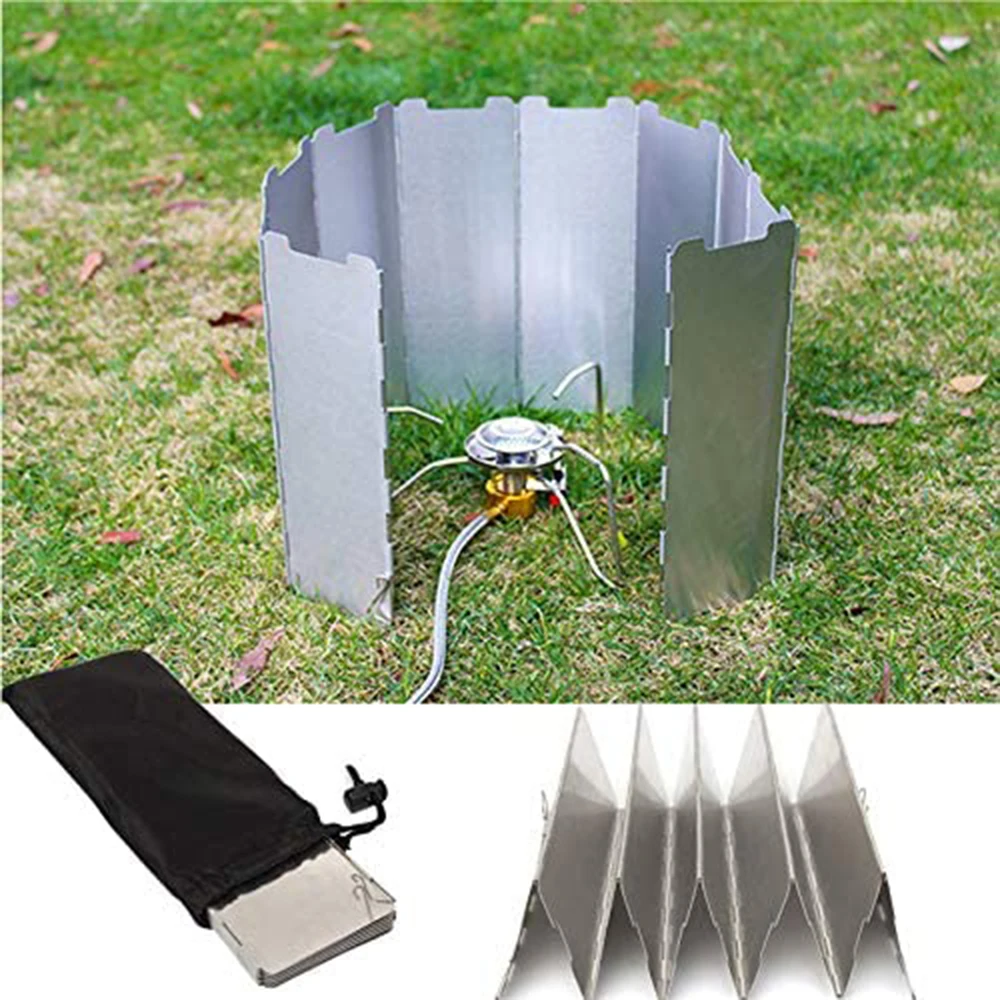 

8/10/12/14/16 Outdoor Wind Screen Plates Gas Stove Wind Shield Outdoor Camping Picnic Cooking Burner Windproof Aluminum Alloy