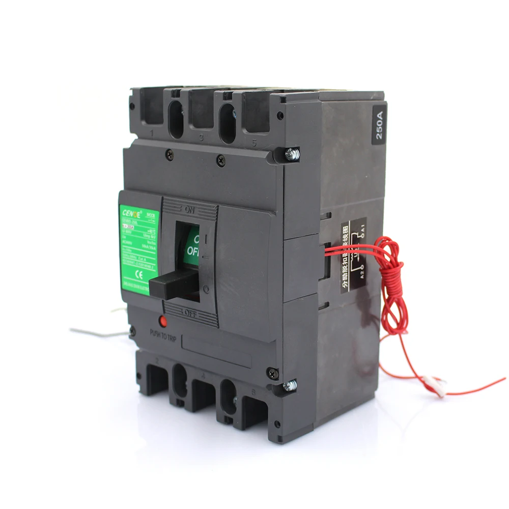 100A-250A 400V MCCB Molded case circuit breaker with convenient module box already installed shunt release or Auxiliary contact on.МСАВ 100А-250А 400В АВТ-автоматический выключатель с корпусом из формованной массы и удобным модульным ящиком, уже установле