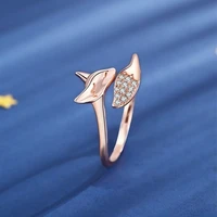 cute fashion female fox jewelry inlaid cubic zirconia ring with 14k rose gold plated party jewelry anniversary gift
