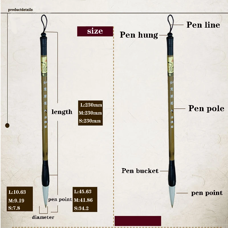 Кисти EZONE для китайской каллиграфии 1 шт. ручка кисть акварели письма с волчьей
