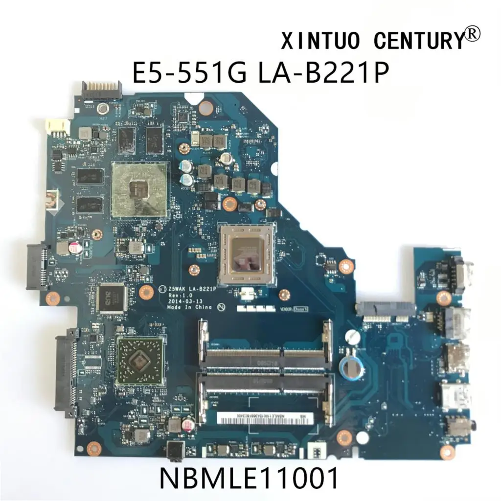 

NBMLE11001 для Acer Aspire E5-551G материнская плата для ноутбука Z5WAK LA-B221P NB.MLE11.003 W/ A10-7300 R7 M265 GPU 100% протестирована