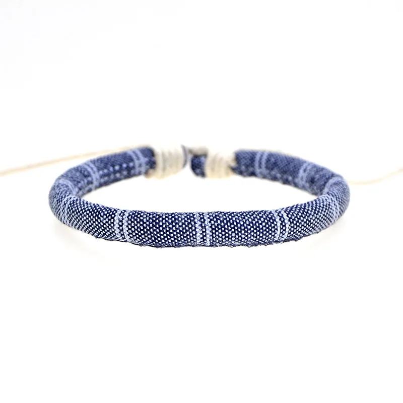 

Wholesale Hand-woven Cotton Bracelet Mix-color Braided Handmade Rope Wrap Adjustsize Length Male Gift