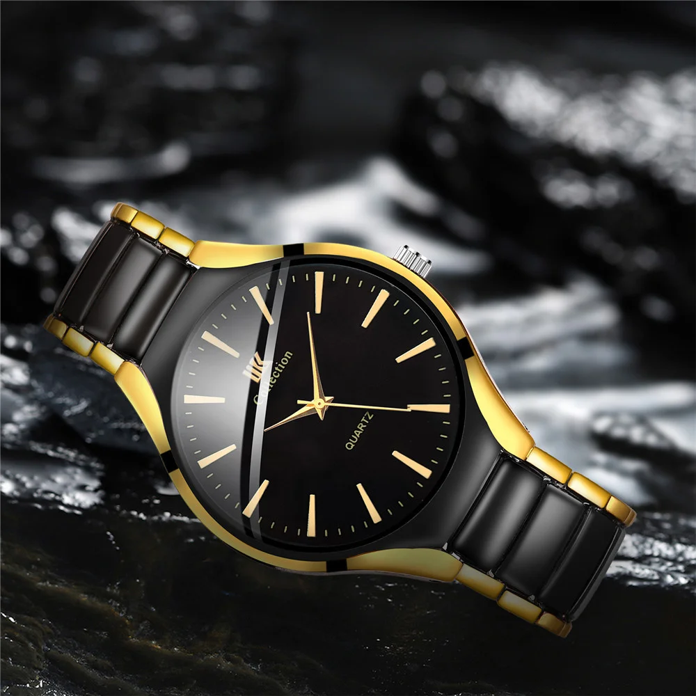 

Fashion Men Black Stainless Steel Band Watch Luxury Male Analog Quartz Clock Men Business Watches