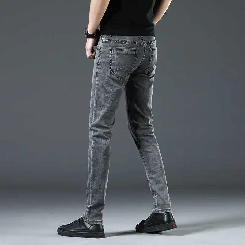 

New arrivals fashion casual straight slim gray jeans demin pants for men