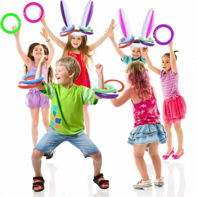 Inflatable Bunny Ears Game Hoop Kids Hoopla Easter Egg Rabbit Hat Ring Toss Family Party Toy Gift | Игрушки и хобби