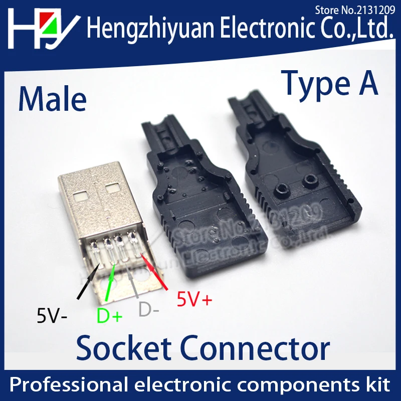 IMC/Лидер продаж; Новинка; 10 шт. Тип мужской женский 2,0 USB 4 Pin разъем с черной Пластик крышкой припоя Тип DIY разъем